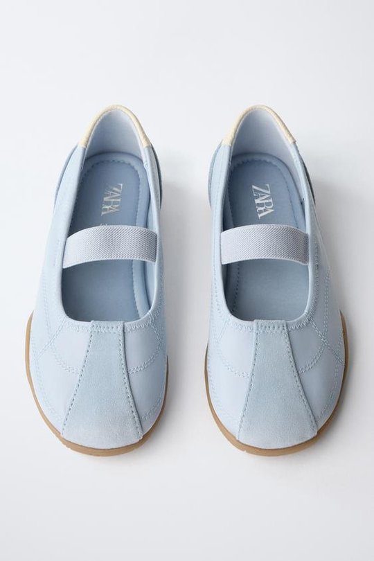 ZARA БАЛЕТКИ В СПОРТИВНОМ СТИЛЕ, СИНИЙ