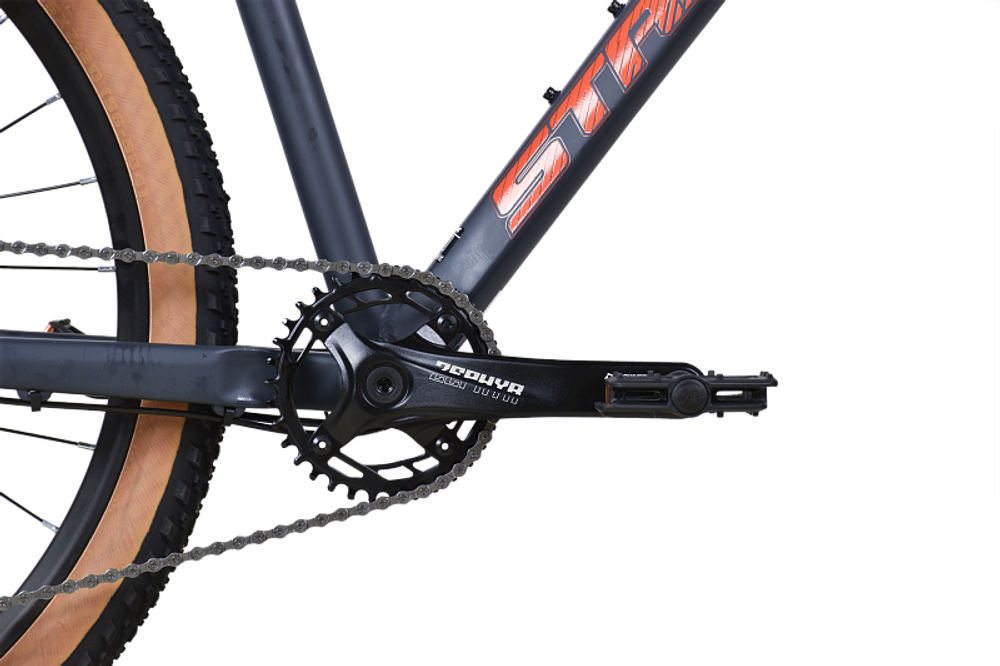 Велосипед 27.5" Stark'25 Hunter 27.3 HD р.16" антрацит матовый оранжевый металлик