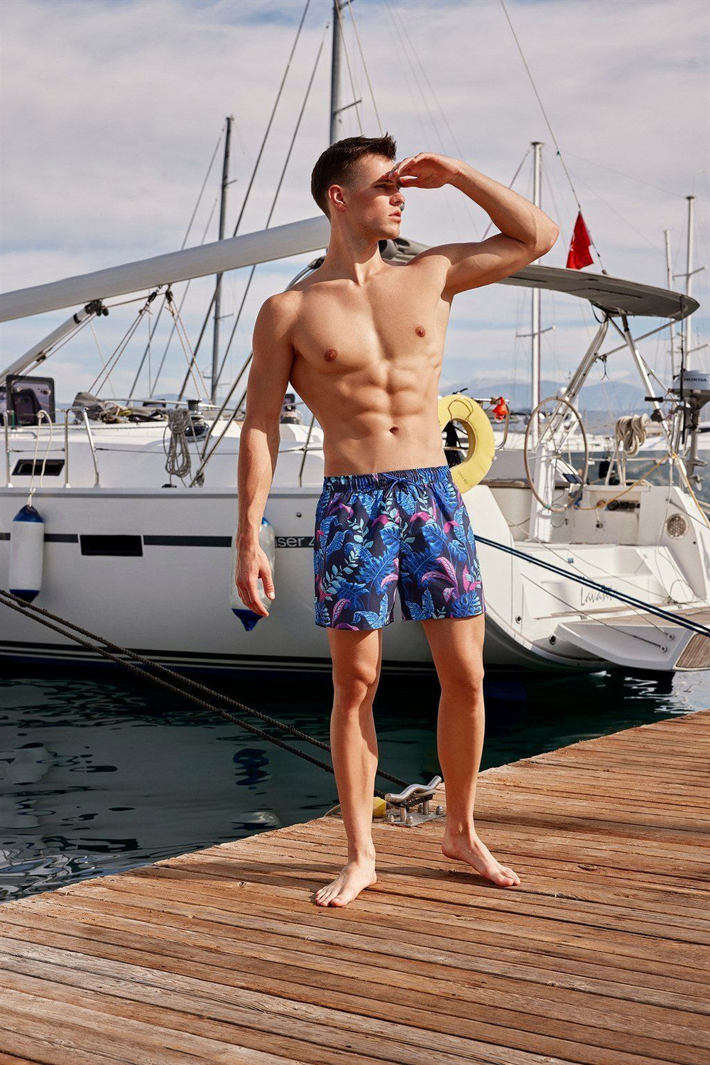 Мужские шорты для плавания Doreanse Neon Tropical (Размер: L) (Цвет: темно-синий)