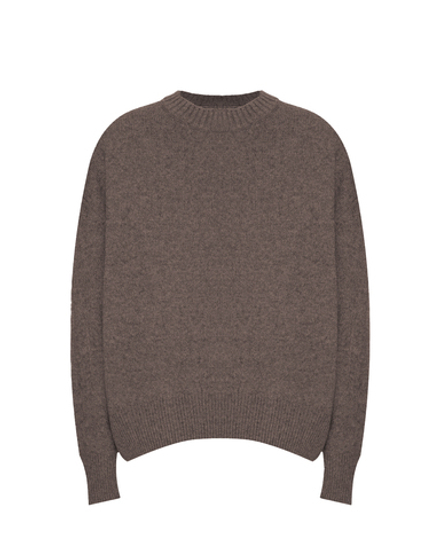 Джемпер из смесового кашемира с круглым вырезом шоколадный