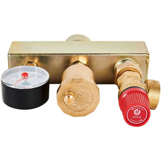 Группа безопасности котла Rommer 1" (3 бар до 50 кВт) в теплоизоляции (RVS-0004-055025)