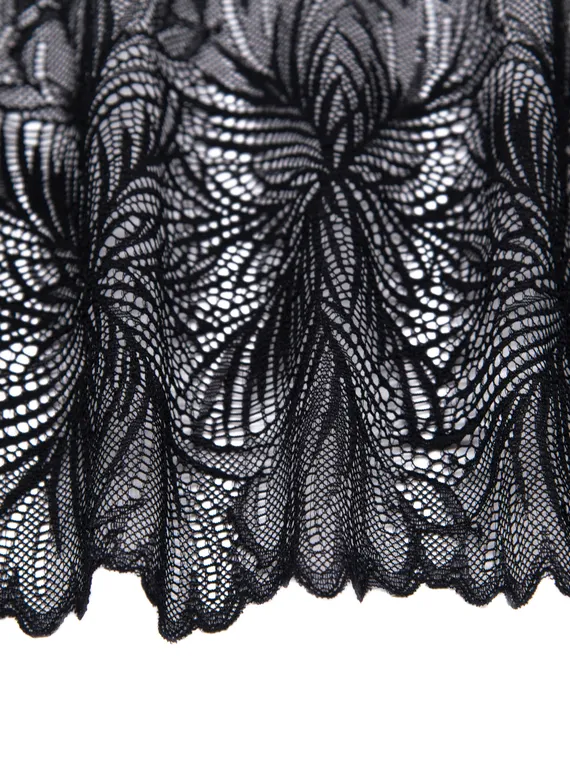 1079 Кружево эластичное 19 см, Италия, мандала, черный