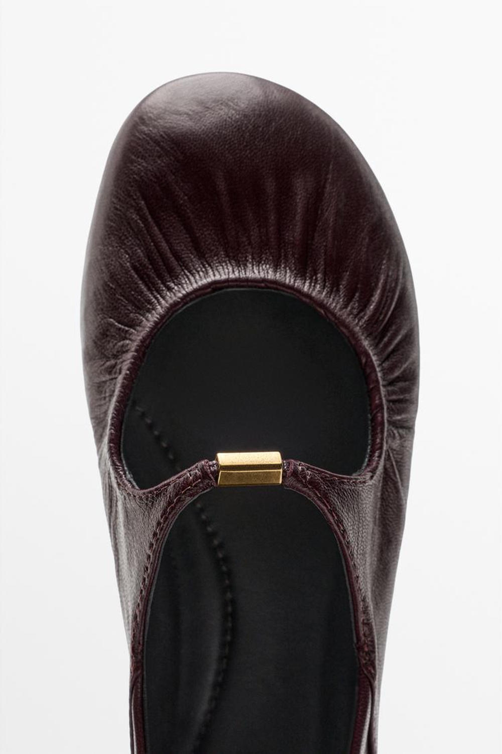 Massimo Dutti Балетки из мягкой кожи, бургунди