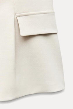 ZARA ТОП С БАСКОЙ И КЛАПАНАМИ, СВЕТЛО-ПЕСОЧНЫЙ