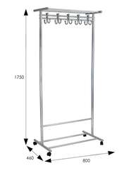 Вешалка напольная на колесах М 9 металлик с крючками