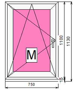 Пластиковое окно с поворотно-откидной створкой 1100 х 750 ТермА Эко + Москитная сетка