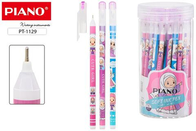 Ручка масл. шарик. 0,7мм. синий "Piano Кукла" одноразовая, цветной корпус, синий (Basir)