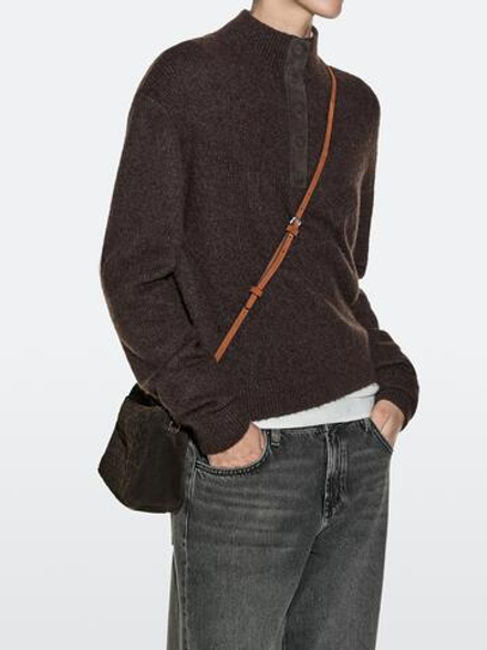 Massimo Dutti Небольшая плетеная сумка из натуральной кожи, коричневый