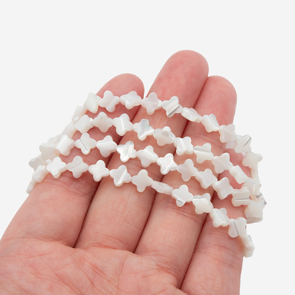 Перламутр морских ракушек, клеверы, 6,5мм, белый