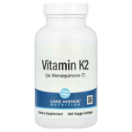 Lake Avenue Nutrition, Витамин K2 (в виде менахинона-7), 50 мкг, 360 растительных капсул