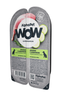 AlphaPet 100г "WOW" Влажный корм для собак, кролик с кабачком