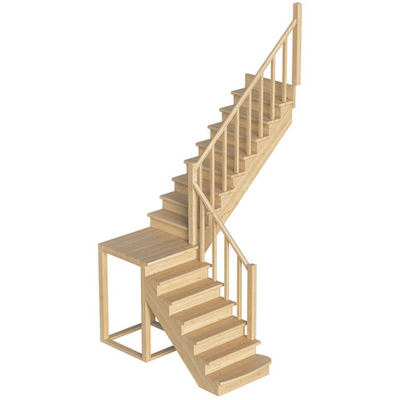 Лестница на второй этаж К-002м/4 Правая с подступенками