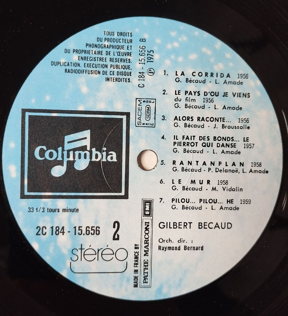 Винтажная виниловая пластинка LP Gilbert Becaud Жильбер Беко (France 1975)