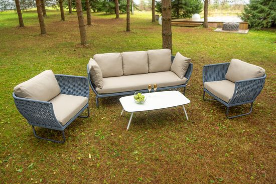 "Фиджи" 5-местная плетеная лаунж-зона цвет синий (KT18-014)