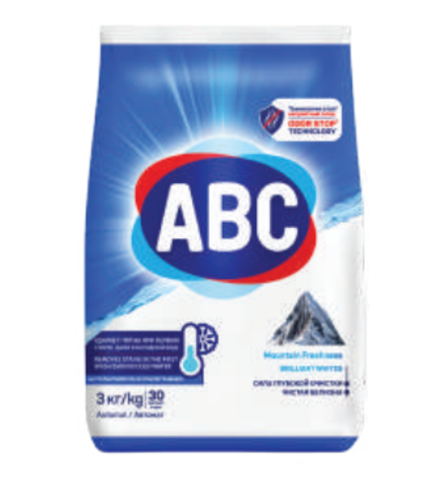 Порошок для стирки белья ABC Свежесть гор 3000 GR * 6