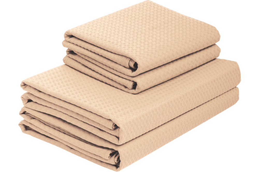 Комплект полотенец вафельных Home One 45х70 (2шт), 80х150 (2шт), бежевый