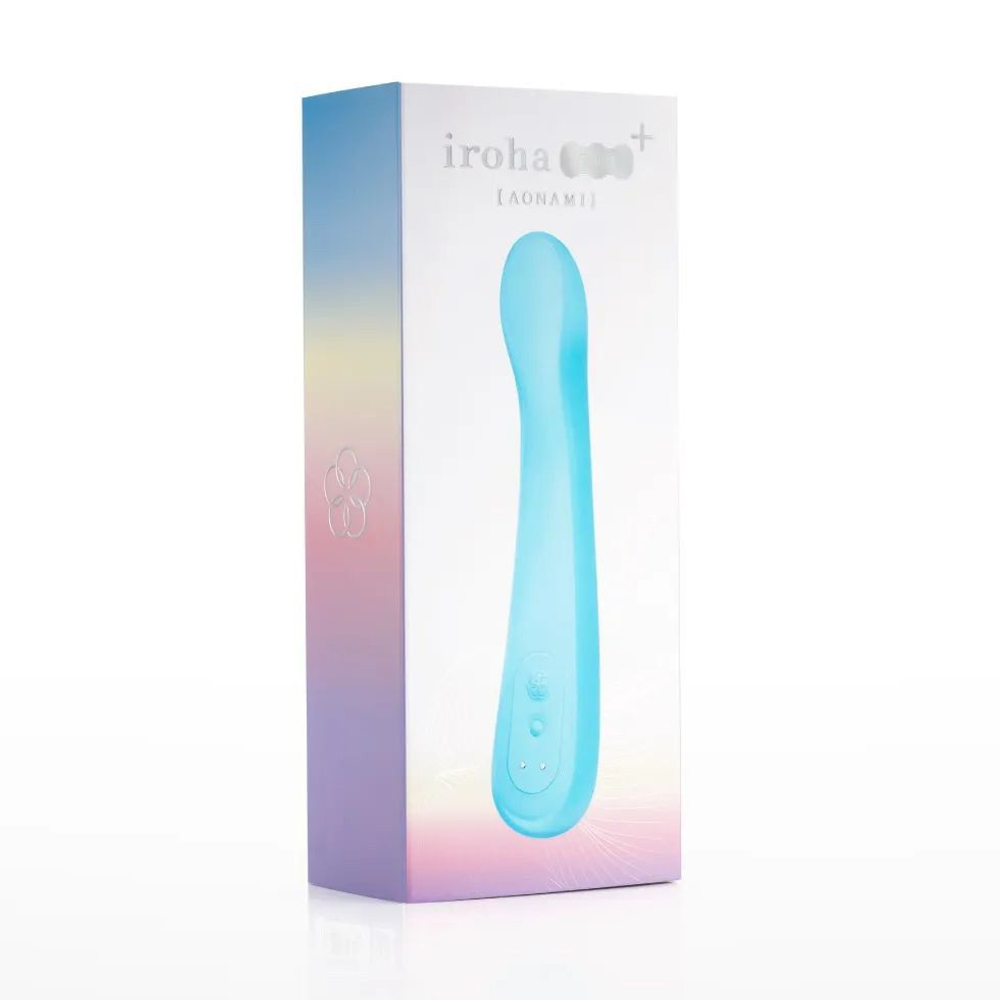 Голубой вибратор с подвижной головкой iroha Fit+ Aonami - 18 см. (Цвет: голубой)