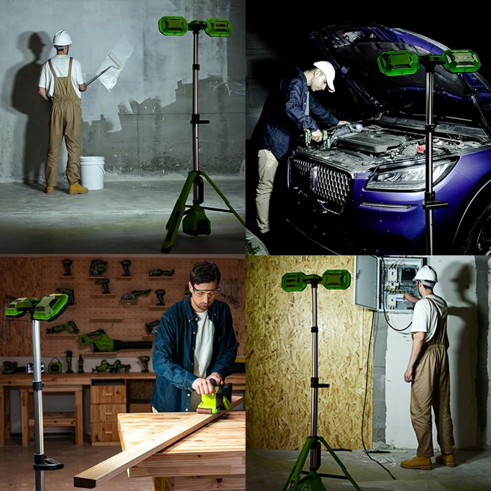 Мачта осветительная аккумуляторная Greenworks GPT-STL Арт.3503207, 24V /110-240V, 3000 лм, без АКБ и ЗУ