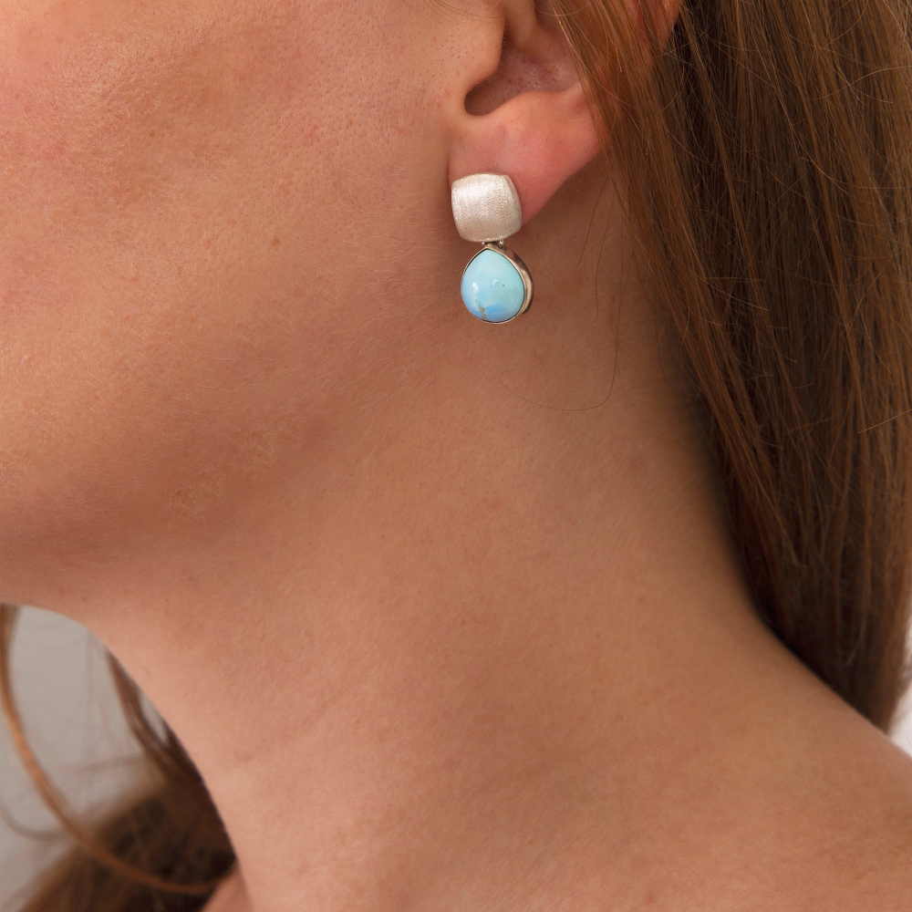 Серьги Silk с Казахстанской Бирюзой