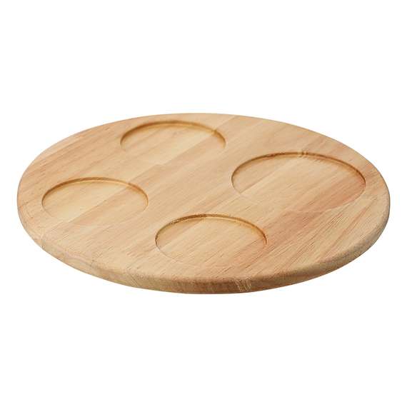 Менажница soft ripples, dual glazing, на деревянной подставке, 4 чаши