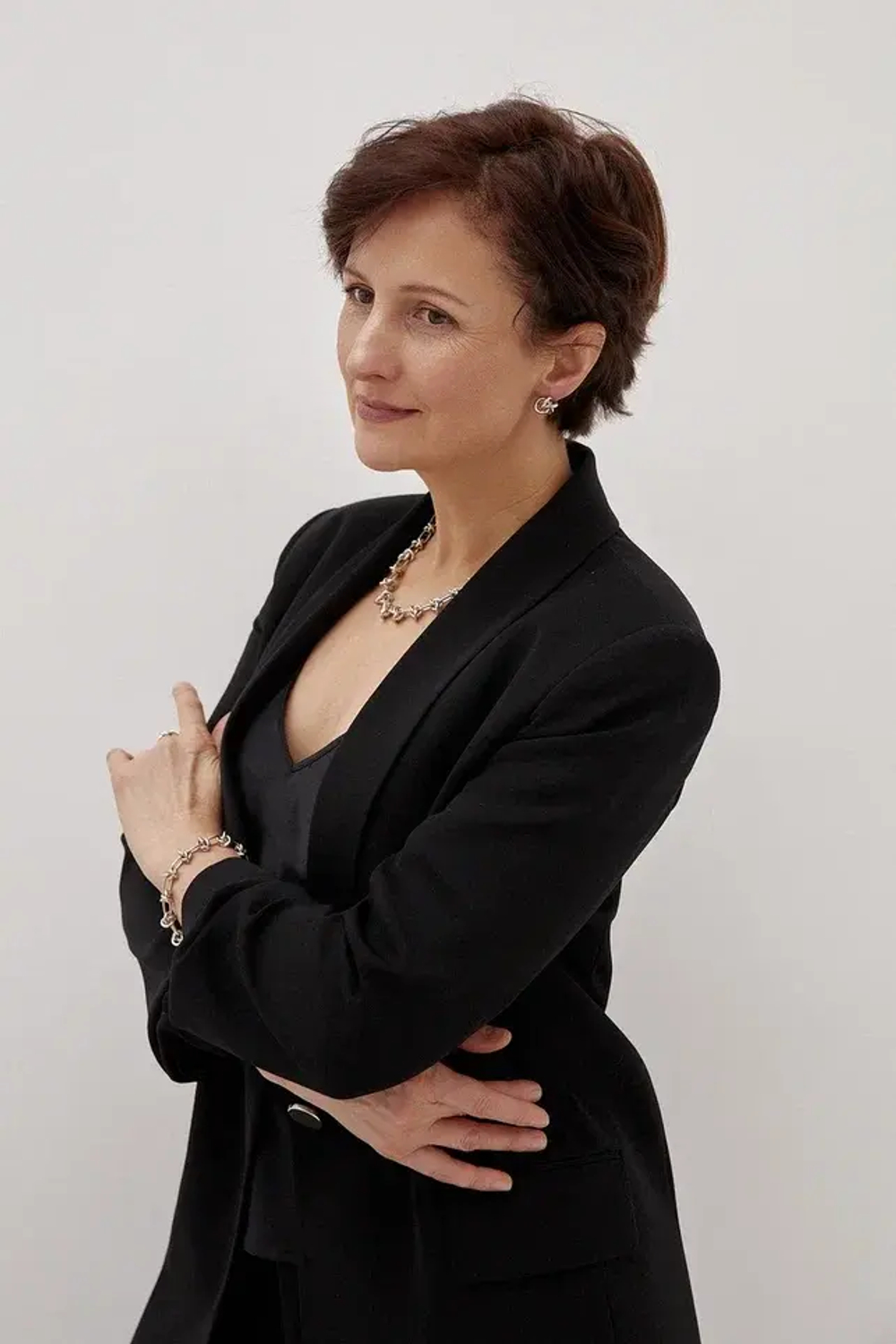 Колье "узелки", оттенок "теплое" серебро