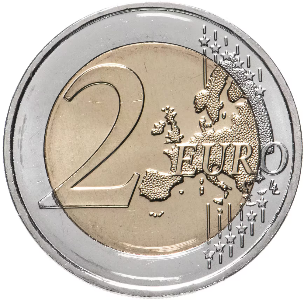 2 евро 2022 года регулярный чекан - новый дизайн Франция