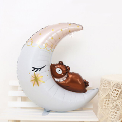 Шар (34''/86 см) Фигура, Полумесяц с медвежонком, 1 шт.