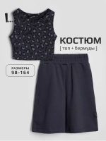 Черный костюм для девочки с шортами бермудами