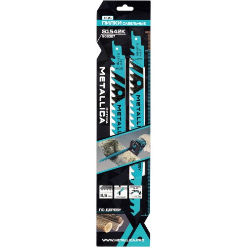 Пилки сабельные METALLICA Optima S1542K 240/215мм шаг 8,5мм,HCS по дереву 2шт   908327