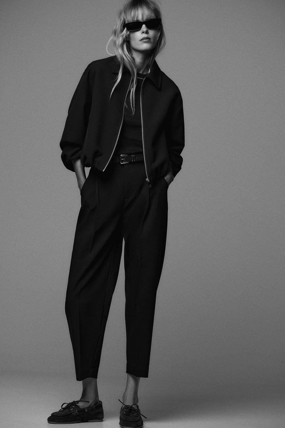 ZARA БОМБЕР НА МОЛНИИ, ЧЕРНЫЙ