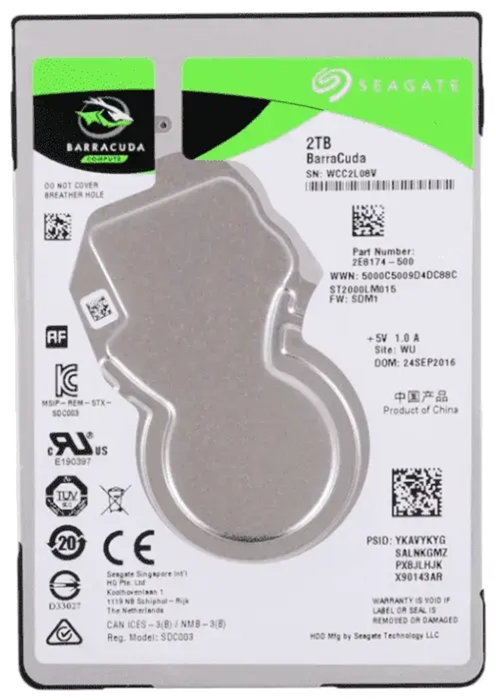 Жёсткий диск HDD 2 Tb SATA 6Gb/s Seagate Barracuda Compute ST2000LM015 2.5" 5400rpm 128Mb