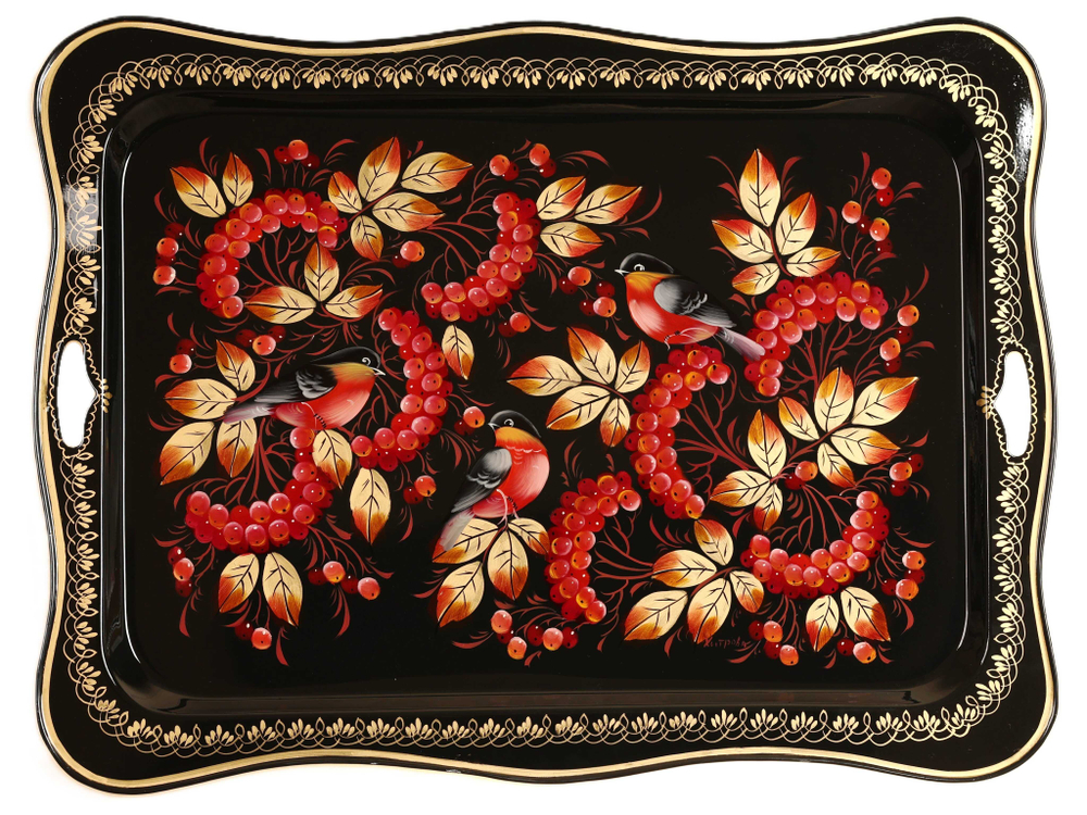Жостовский поднос декоративный, размер 58х44 см (A29), металлический