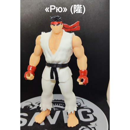 Подвижная фигурка «Рю» (Street Fighter) — коллекционная 3D-печать, белое кимоно, красная повязка