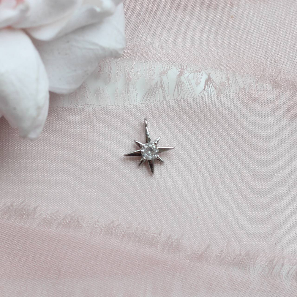 п603-р Подвеска "Звездочка" с фианитом 10мм, родий