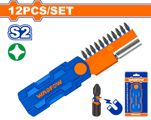Набор ударных бит PH2 с держателем 12 шт (25/100) WADFOW WBS2602