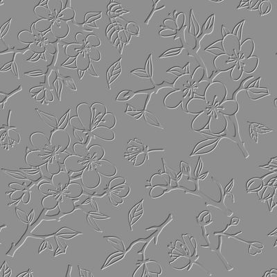контурный рисунок 3D цветы сакуры в серых тонах