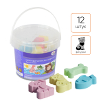 Мелки фигурные для асфальта Гамма "Малыш", ассорти, 16шт., пластиковое ведро