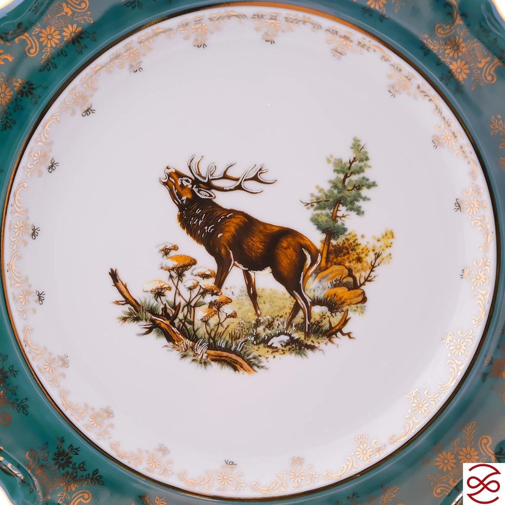 Блюдо круглое Repast Охота зеленая Мария-тереза 33 см