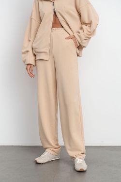 Джоггеры бананы без начеса из премиум футера ванильного цвета