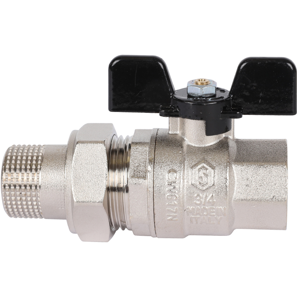 Кран шаровой STOUT полнопроходной 3/4" с американкой (бабочка)