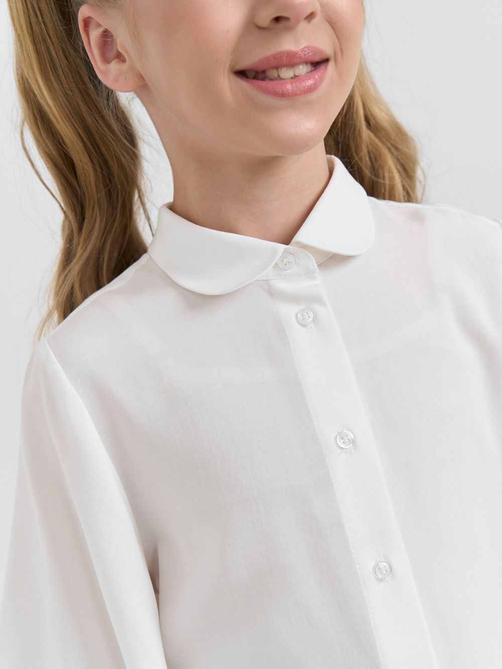 Блузка с коротким рукавом для девочки "Белая" 7+