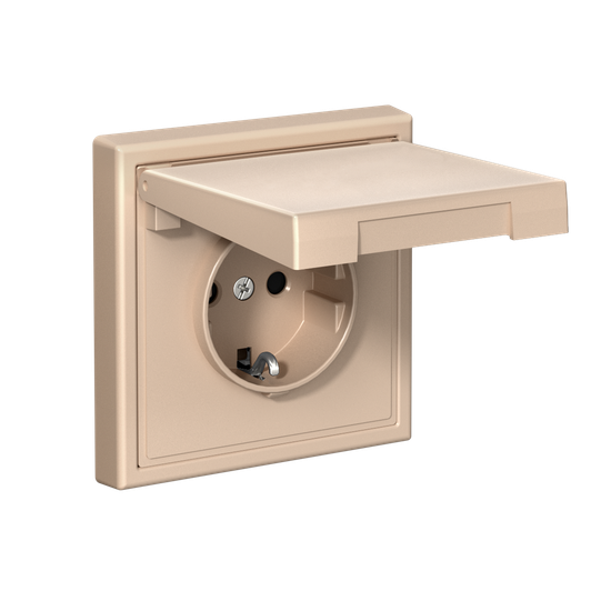 Розетка ArtGallery 16А IP20 с заземл. со шторками с крышкой быстрозажим. клем. механизм песочн. SE GAL001246S