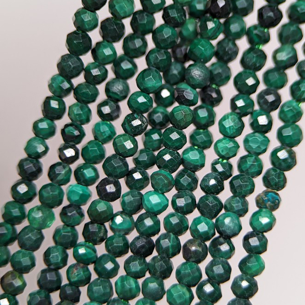 Малахит натуральный, бусины в форме шара 2,4мм, микроогранка