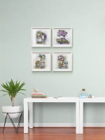 Картины на стену интерьерные на холсте 4 шт, 23*23 см