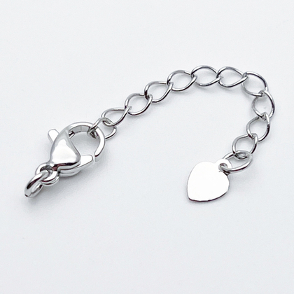 Замок-карабин с удлинителем, цвет серебро (родий), размер 10 мм, цена за 1 шт