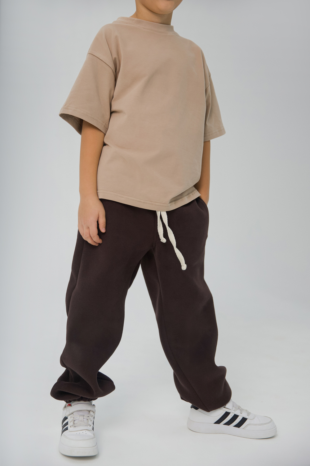 Джоггеры с начёсом свободного кроя Шоколад