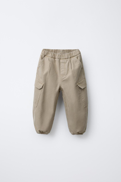 ZARA БРЮКИ-ДЖОГГЕРЫ BALLOON ИЗ ТВИЛА, ПЕСОЧНЫЙ