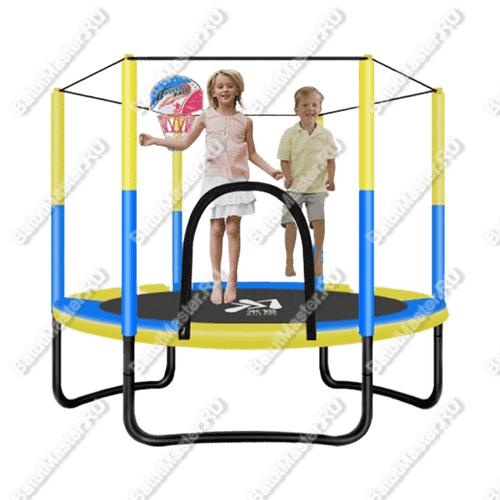 Батут с сеткой и с баскетбольным кольцом, диаметр 5 фт