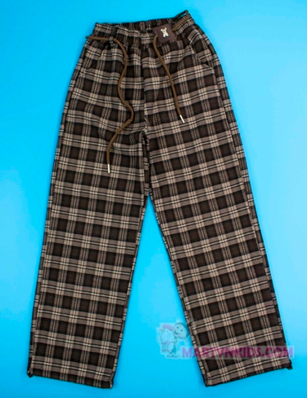 теплые брюки клетка Мишка плис 4876
