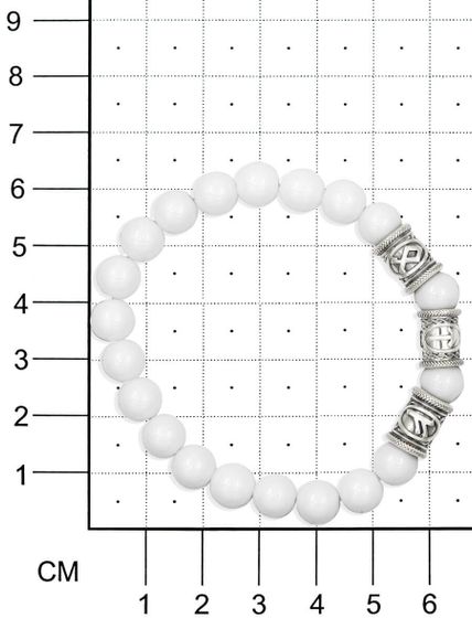 Браслет из белой ювелирной керамики с рунами Одал, Тейваз, Феху - Достижение целей на размерной сетке